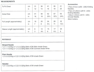 UKHKA 244 Double Knit Knitting Pattern - Baby Hoodies & Sweater