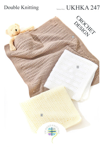 UKHKA 247 Double Knit Crochet Pattern - Baby Blankets