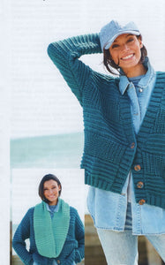 UKHKA 251 Ladies Chunky Knitting Pattern - Cosy Knit Jacket & Snood