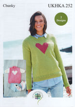 Load image into Gallery viewer, UKHKA 252 Ladies Chunky Knitting Pattern Girls Long &amp; Short Sleeve Sweater