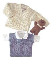 Load image into Gallery viewer, Baby Double Knitting Pattern - UKHKA 57 Sweater and Slipover