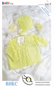 4 Ply Knitting Pattern - UKHKA 9 Baby Matinee Coat & Bonnet