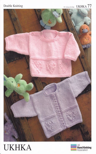 Double Knitting Pattern - UKHKA 77 Baby Cardigan & Jumper