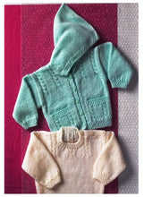Load image into Gallery viewer, Baby Double Knitting Pattern - UKHKA 67 Hooded Cardigan &amp; Buttoned Sweater
