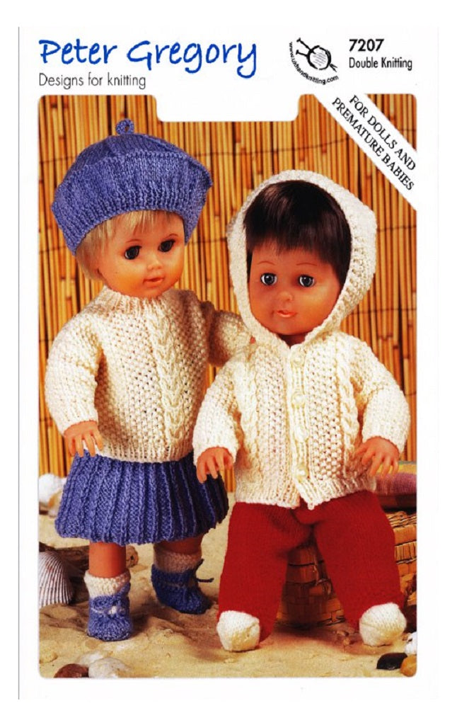 Peter Gregory Double Knitting Pattern - 7207 Dolls Outfits