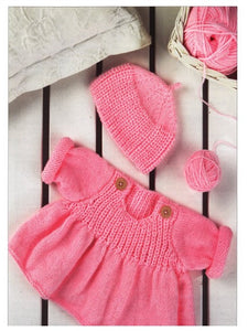 Baby Double Knitting Pattern - UKHKA 71 Flared Sweater and Hat.