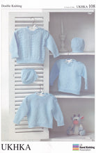 Load image into Gallery viewer, Double Knitting Pattern for Long Sleeved Baby Jumpers &amp; Hat (UKHKA 108)