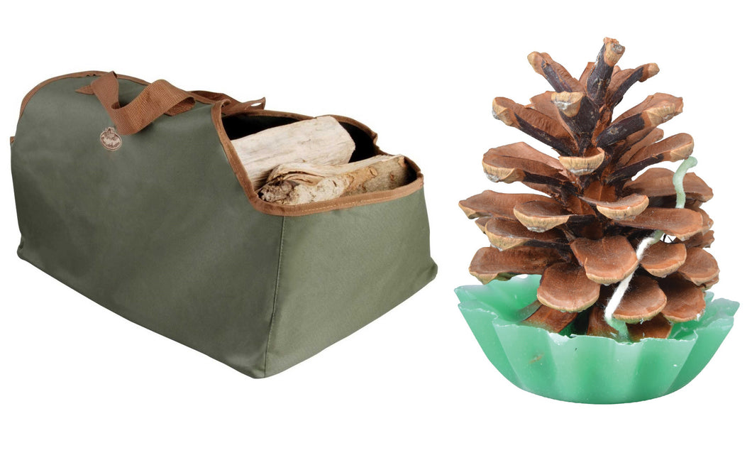 Heavy Duty Log Carrier & Pack of 10 Pinecone Fire Starters