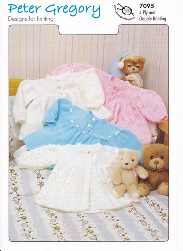 Peter Gregory Double Knitting and 4 Ply Pattern - 7095 Matinee Jackets