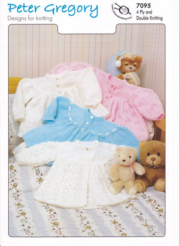Peter Gregory Double Knitting and 4 Ply Pattern - 7095 Matinee Jackets