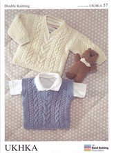 Load image into Gallery viewer, Baby Double Knitting Pattern - UKHKA 57 Sweater and Slipover