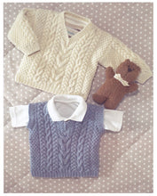 Load image into Gallery viewer, Baby Double Knitting Pattern - UKHKA 57 Sweater and Slipover