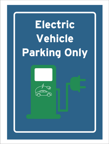 'Electric Vehicle Parking Only' Blue & Green EV Car Sign