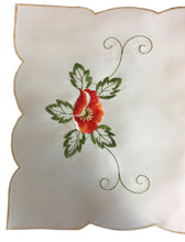 Load image into Gallery viewer, Pack of 4 Embroidered Poppy Placemats (12" x 18")