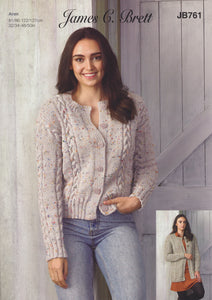 James Brett Aran Knitting Pattern - Ladies Cardigans (JB761)