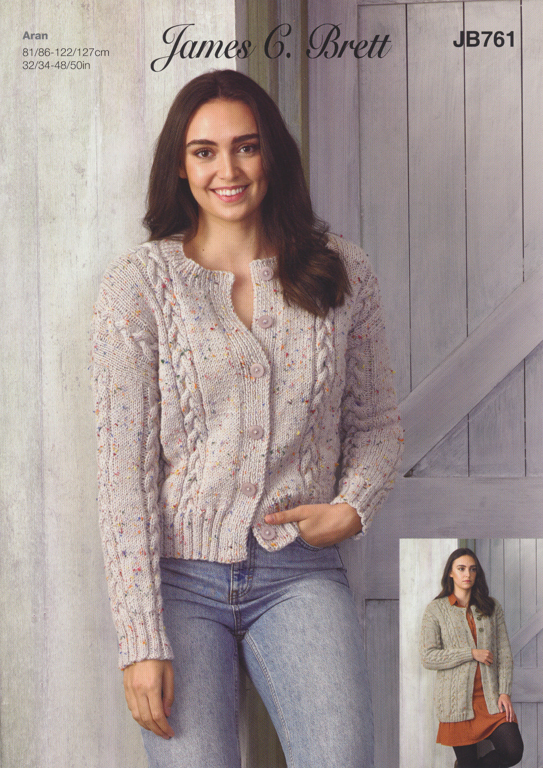 James Brett Aran Knitting Pattern - Ladies Cardigans (JB761)