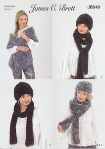 James Brett Chinchilla Knitting Pattern - Ladies Accessories (JB540)