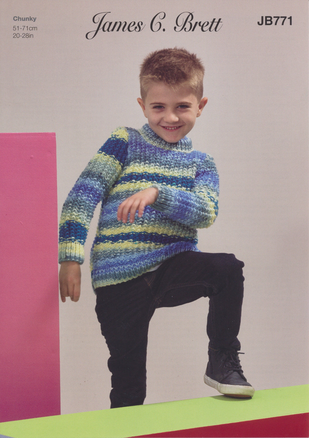 James Brett Chunky Knitting Pattern - Children's Sweater (JB771)