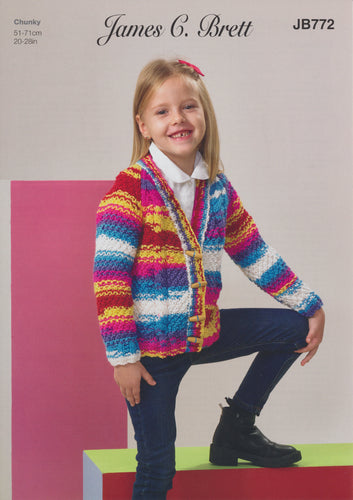 James Brett Chunky Knitting Pattern - Children's Cardigan (JB772)