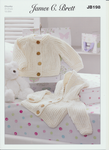 James C. Brett Knitting Pattern Kid's Woollen Jackets in Flutterby Chunky JB198