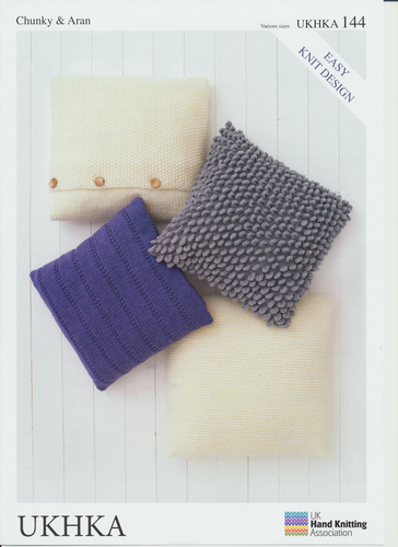 Chunky & Aran Yarn Knitting Pattern - Easy Knit Design Cushion Covers UKHKA 144