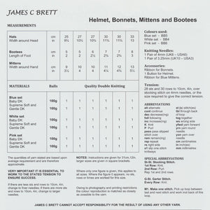 James Brett DK Knitting Pattern - JB008 Baby Accessories