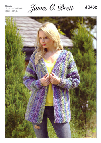 James Brett Chunky Knitting Pattern - JB462 Ladies Jacket