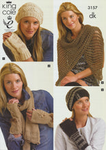 Load image into Gallery viewer, King Cole Ladies DK Knitting Pattern Womens Winter Hats, Gloves &amp; Scarves