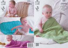 Load image into Gallery viewer, King Cole Comfort Chunky Knitting Pattern Baby Blankets In Four Designs - 3393