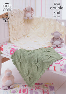 King Cole DK Baby Double Knitting Pattern Babies Pram & Cot Blanket 3703
