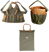 Load image into Gallery viewer, https://images.esellerpro.com/2278/I/146/387/khaki-green-brown-gardening-set-bucket-bag-ladies-apron-kneeling-pad-new.jpg