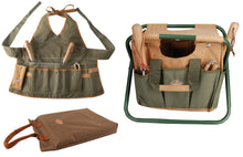 Load image into Gallery viewer, https://images.esellerpro.com/2278/I/146/375/khaki-green-brown-gardening-set-tool-stool-ladies-apron-kneeling-pad.jpg