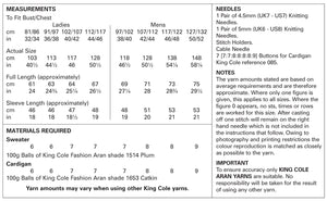 King Cole Aran Knitting Pattern - Ladies & Mens Sweater & Cardigan (5345)