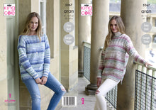 Load image into Gallery viewer, King Cole Aran Knitting Pattern - Ladies Sweaters (5267)