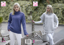 Load image into Gallery viewer, King Cole Aran Knitting Pattern - Ladies Poncho &amp; Sweater (5154)