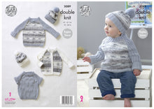 Load image into Gallery viewer, King Cole Double Knitting Pattern - Baby Cardigan Sweaters &amp; Hat (5089)
