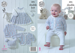King Cole Double Knitting Pattern - Lacy Baby Set (4896)