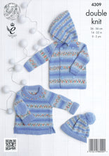 Load image into Gallery viewer, King Cole Double Knitting Pattern - Baby Sweater Jacket &amp; Hat (4309)