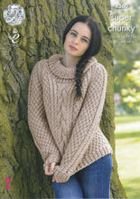 Load image into Gallery viewer, King Cole Super Chunky Knitting Pattern - Ladies Cable Knit Sweaters (4360)