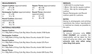 King Cole Chunky Crochet Pattern - Cushions & Throws (5074)