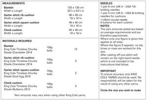 King Cole Chunky Knitting Pattern - Blanket & Cushions (5182)