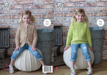Load image into Gallery viewer, King Cole Chunky Knitting Pattern - Girls Lacy Sweater &amp; Cardigan (4970)