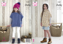 Load image into Gallery viewer, https://images.esellerpro.com/2278/I/151/407/king-cole-chunky-knitting-pattern-girls-ponchos-hat-5169.jpg