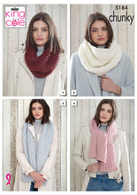 Load image into Gallery viewer, King Cole Chunky Knitting Pattern - Ladies Snoods &amp; Scarves (5184)