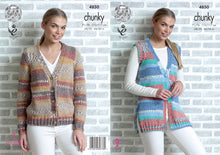 Load image into Gallery viewer, King Cole Chunky Knitting Pattern - Ladies V Neck Cardigan &amp; Waistcoat (4850)