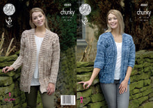 Load image into Gallery viewer, King Cole Chunky Knitting Pattern - Ladies Cabled Cardigans (4880)