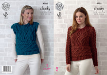 Load image into Gallery viewer, King Cole Double Knitting Pattern - Ladies Cabled Cardigan &amp; Top (4705)