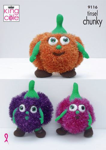 King Cole Tinsel Chunky Knitting Pattern - Pumpkins (9116)