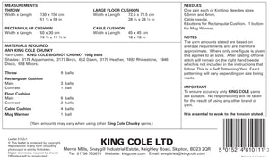 King Cole Chunky Knitting Pattern - Throw & Cushions (5152)