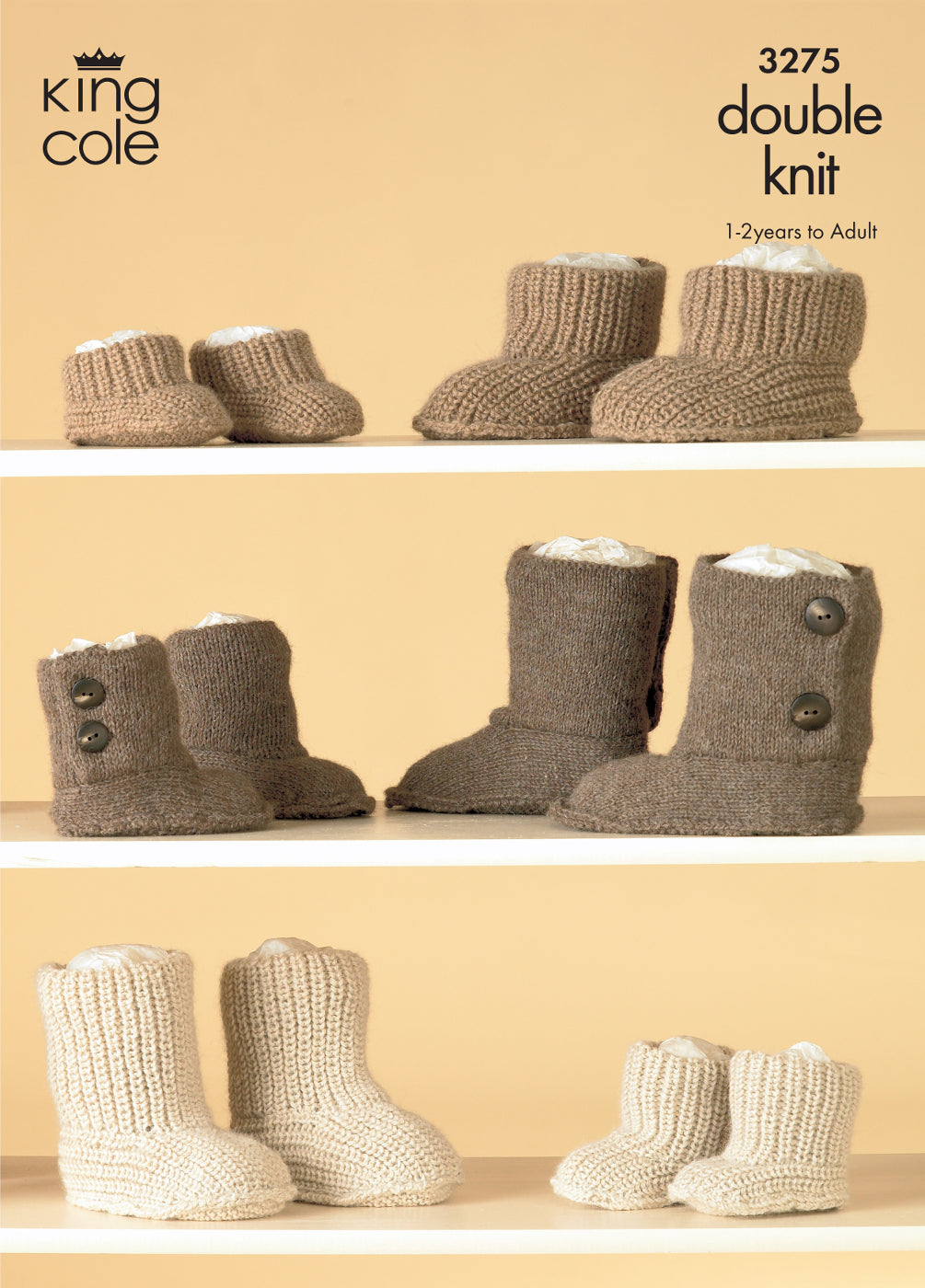 King Cole Double Knitting Pattern - 3275 Knitted Hug Boot Slippers